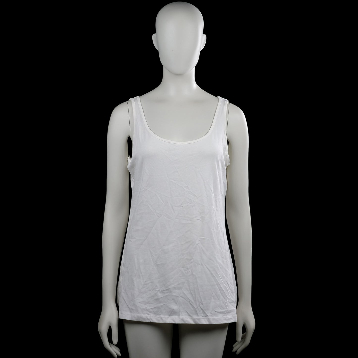 Kappahl - Tank top - White - Size L - White solid sleeveless top with a scoop neckline and wide shoulder straps. Straight hem with no visible closures or pockets.