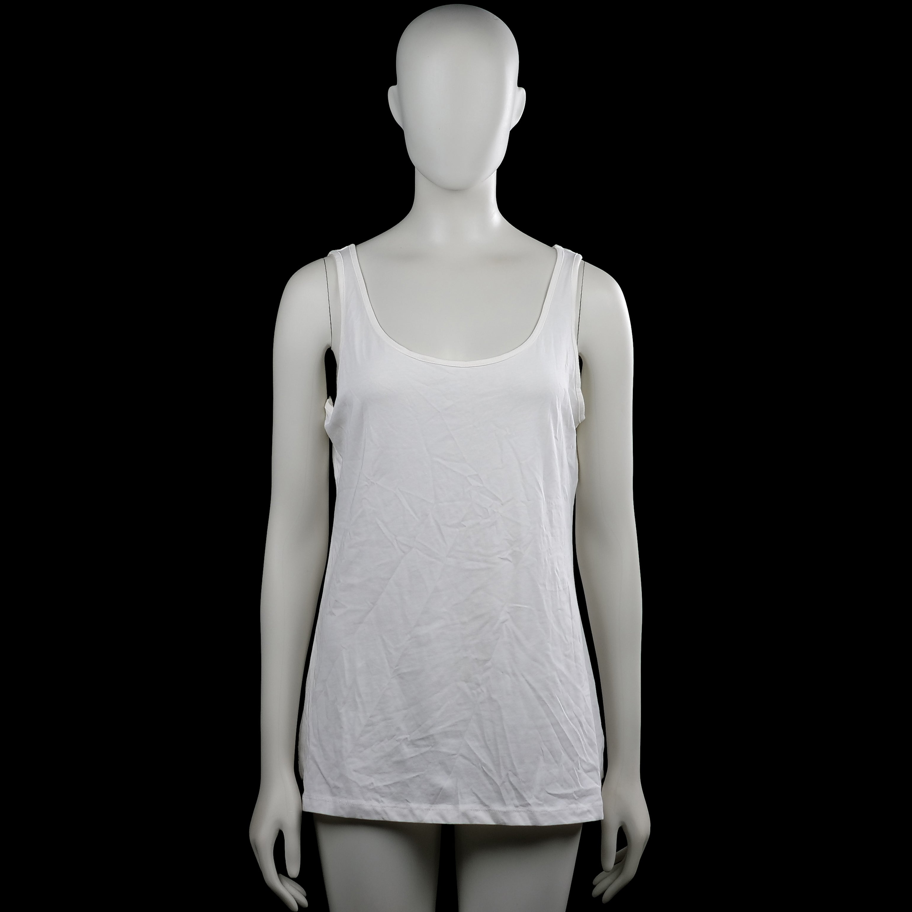 Kappahl - Tank top - White - Size L - White solid sleeveless top with a scoop neckline and wide shoulder straps. Straight hem with no visible closures or pockets.