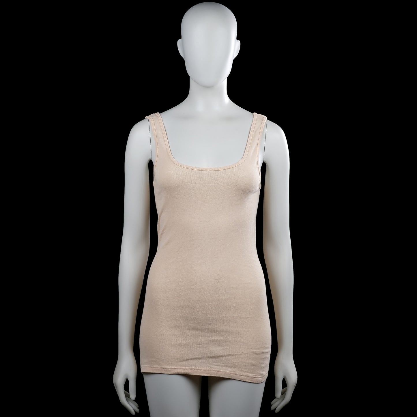 Twentini - Tank top - Beige - Size M - Beige solid sleeveless top with a scoop neckline and wide shoulder straps. Straight hem with no visible closures or pockets.
