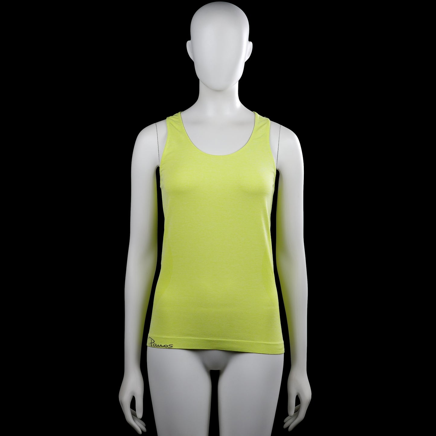 Pauos - Tank top - Lime - Size M - Lime solid sleeveless tank top with a scoop neck and plain arm openings. Straight hem with a small logo on the back and a small signature near the lower front.