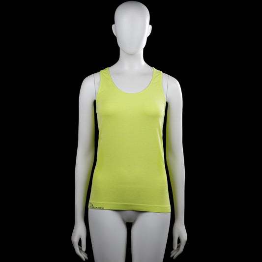 Pauos - Tank top - Lime - Size M - Lime solid sleeveless tank top with a scoop neck and plain arm openings. Straight hem with a small logo on the back and a small signature near the lower front.