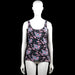 Only - Tank top - Black & Pink - Size M - Black sleeveless top with a pink floral pattern and a scoop neckline. Straight hem with plain arm openings.