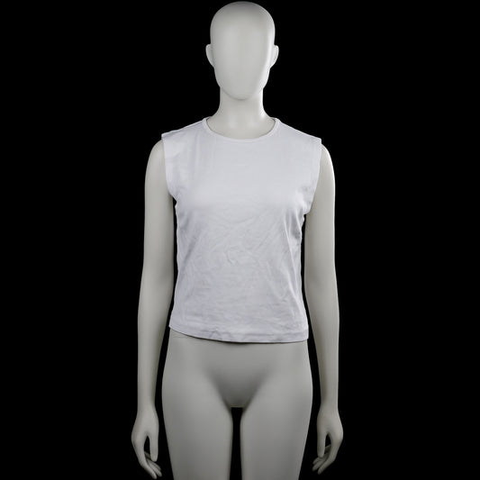 Bikbok - Tank top - White - Size XL - White solid sleeveless top with a round neckline and straight hem. No visible closures or pockets.