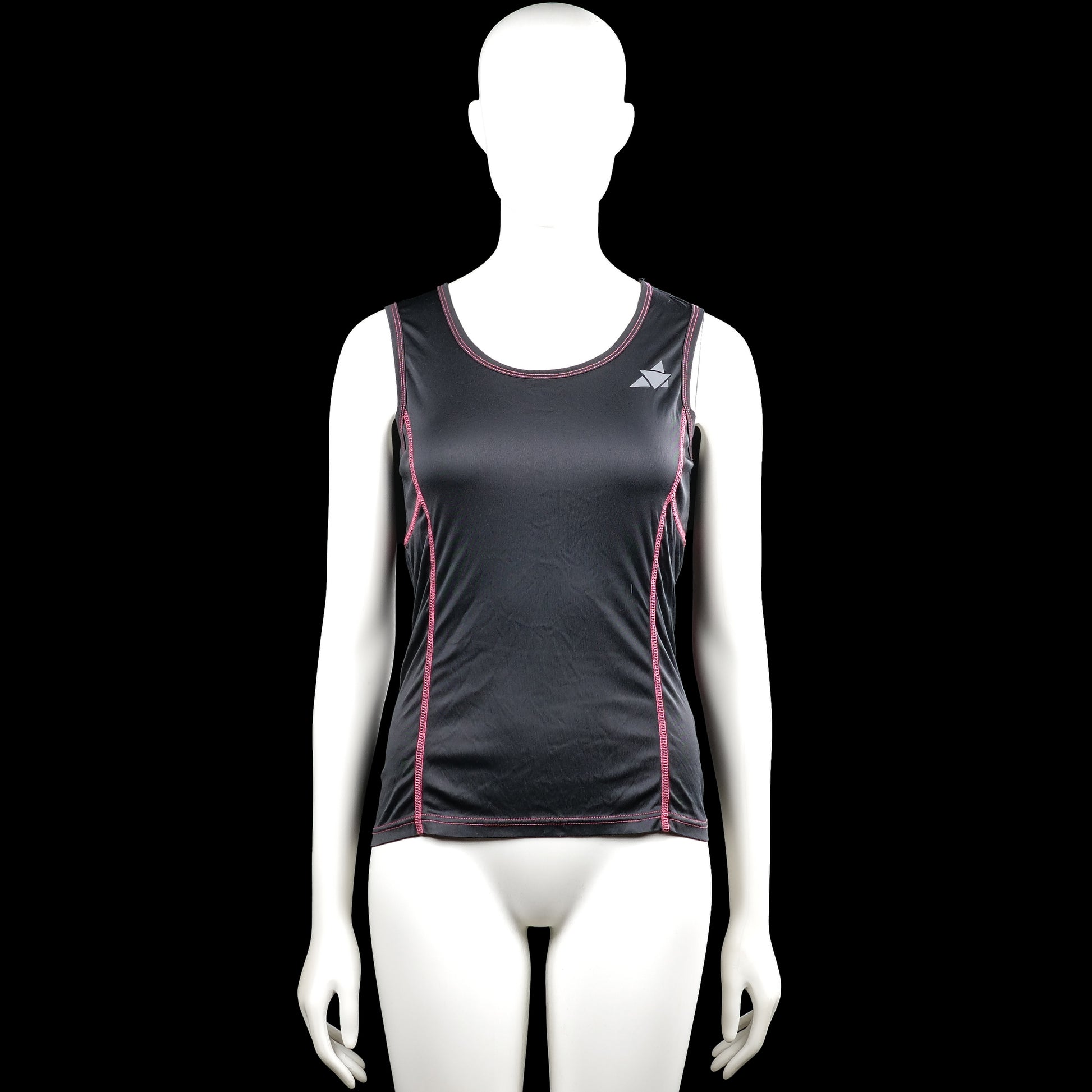 Resist - Tank top - Black & Pink - Size S - Black and pink sleeveless top with a scoop neckline and contrast stitching. Straight hem and a small graphic on the chest.