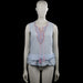 Falcon Heritage - Blouse - Light Blue & White - Size S - Light blue and white striped sleeveless top with a round neckline and a front slit with tie strings and tassels. Features multicolored embroidery around the neckline and a ruffled hem.