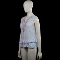 Blouse - Light Blue & White - Size S