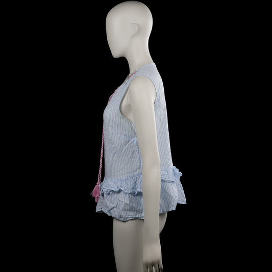 Blouse - Light Blue & White - Size S