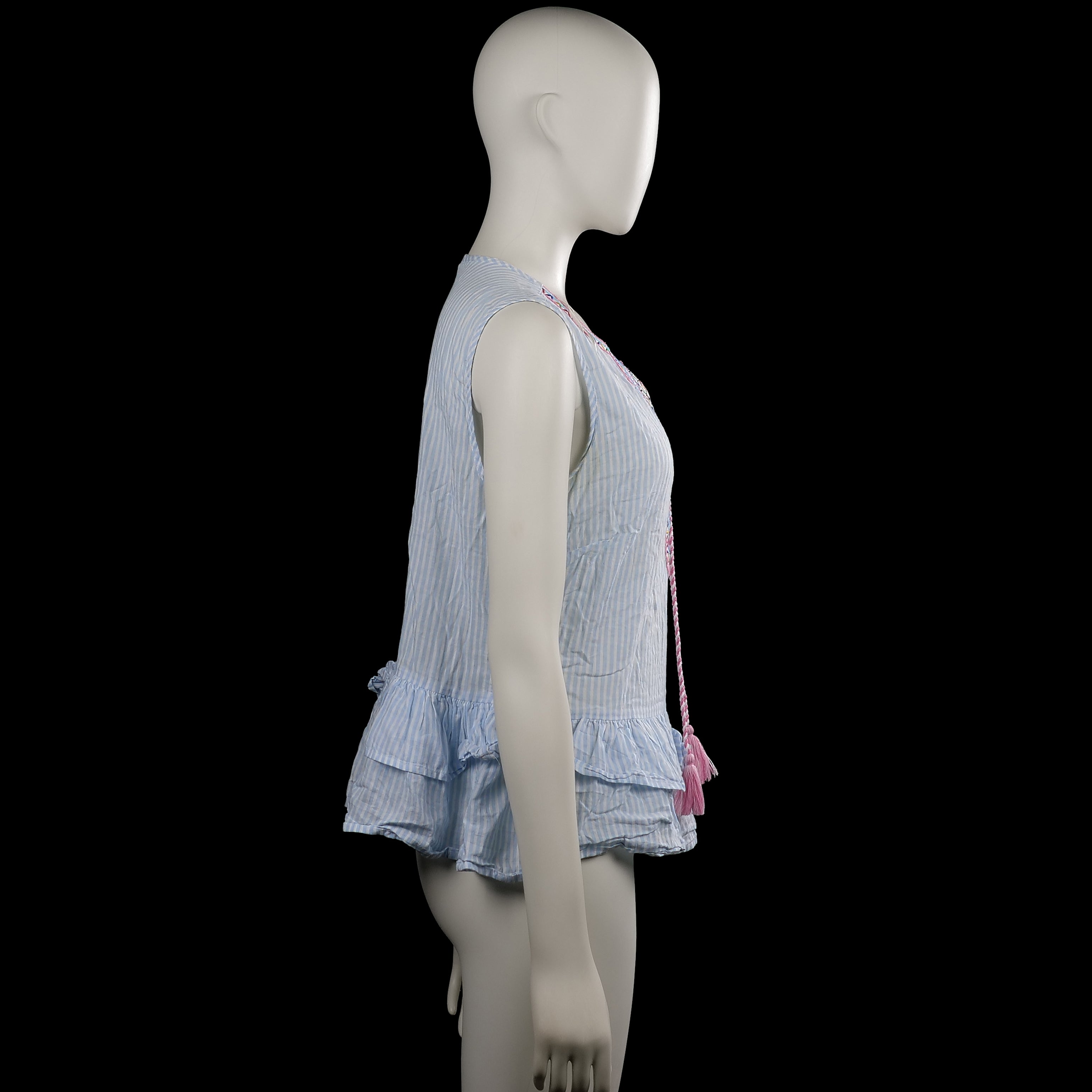 Blouse - Light Blue & White - Size S
