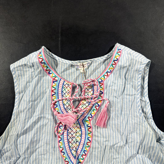 Blouse - Light Blue & White - Size S