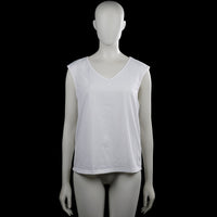 Shein - Tank top - White - Size M - White solid sleeveless top with a V-neckline and wide arm openings. Straight hem with plain edge trim at the neckline and armholes.