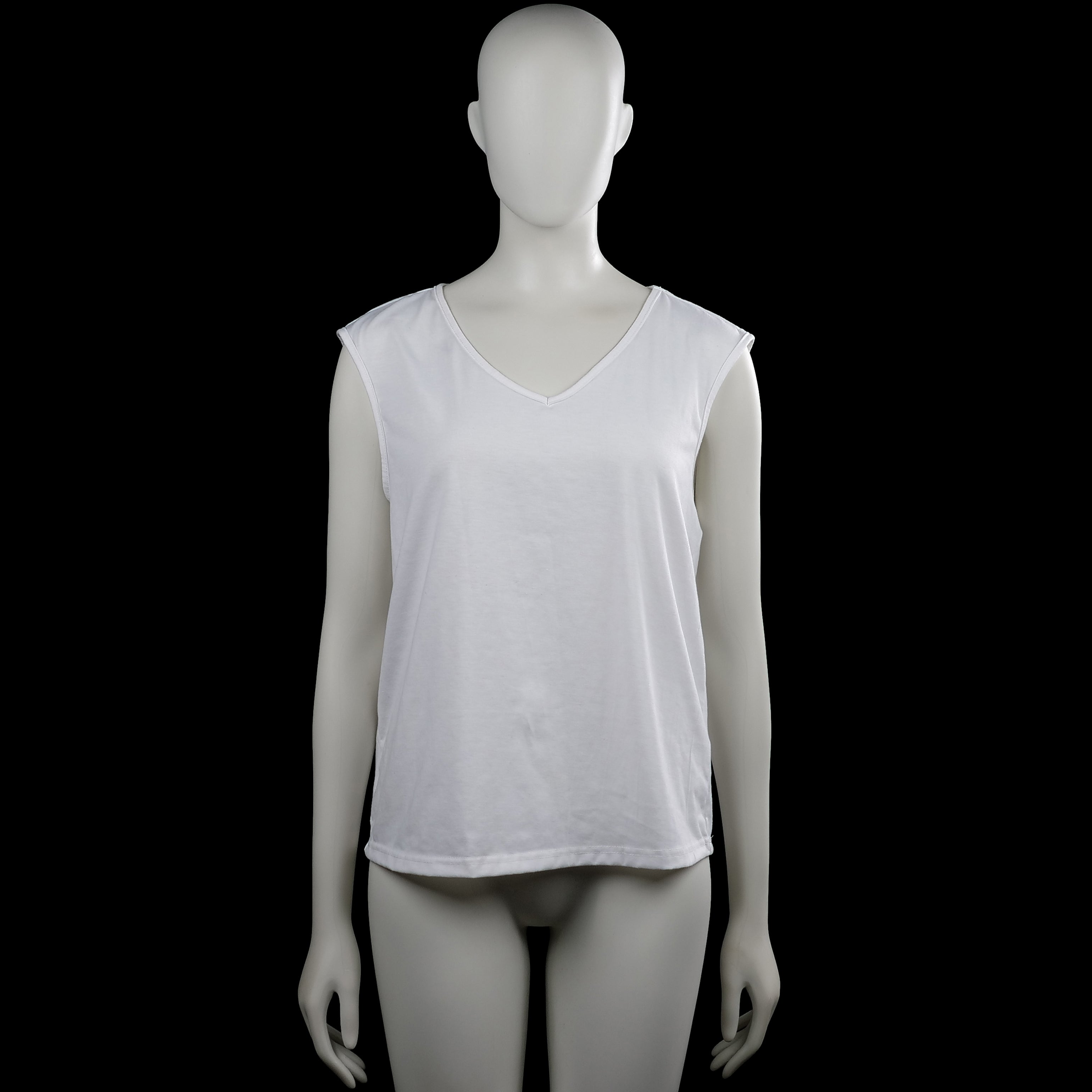 Shein - Tank top - White - Size M - White solid sleeveless top with a V-neckline and wide arm openings. Straight hem with plain edge trim at the neckline and armholes.