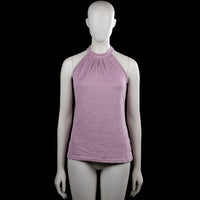 Gomorn - Tank top - Lilac - Size S - Lilac solid sleeveless top with a high neckline and a straight hem. Features a small back keyhole with a button closure at the neck.