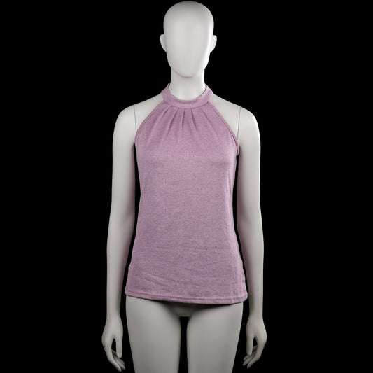 Gomorn - Tank top - Lilac - Size S - Lilac solid sleeveless top with a high neckline and a straight hem. Features a small back keyhole with a button closure at the neck.