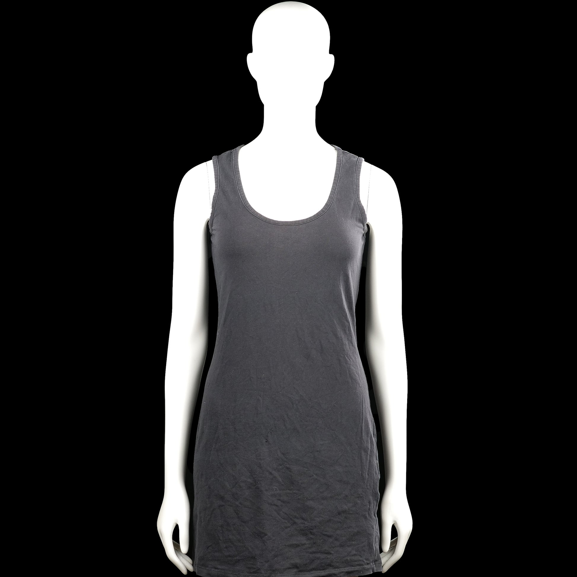 Yest - Tank top - Charcoal - Size M - Charcoal solid sleeveless top with a scoop neckline and wide shoulder straps. Straight hem with plain armhole and neckline edging.