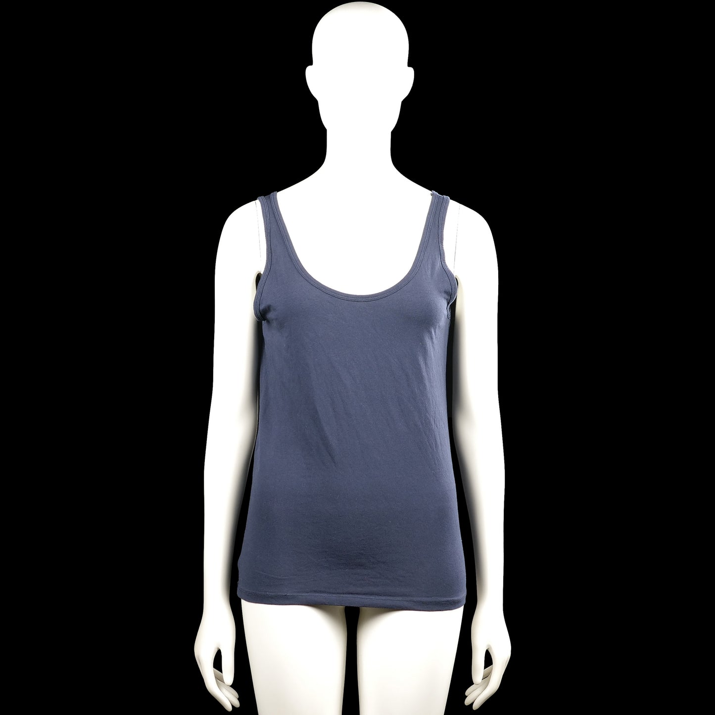 Tank top - Navy - Size M - Navy solid sleeveless tank top with a scoop neckline and wide shoulder straps. Straight hem with no visible closures or pockets.