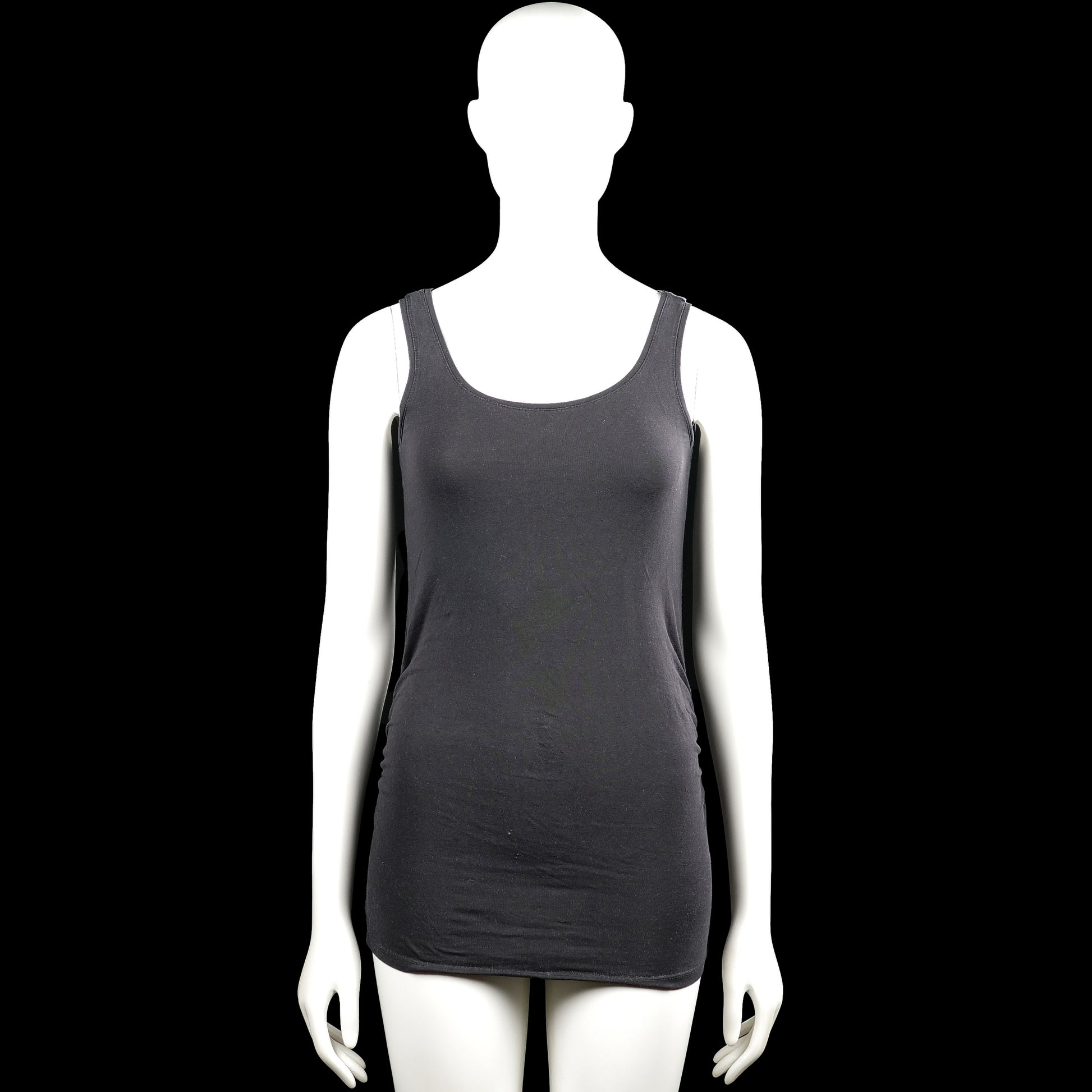H&M - Tank top - Charcoal - Size S - Charcoal solid sleeveless top with a scoop neckline and wide shoulder straps. Straight hem with no visible closures or pockets.