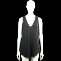 Shein - Tank top - Black - Size M - Black solid sleeveless top with a V-neckline and wide shoulder straps. Features a straight hem with no visible closures or pockets.