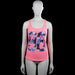 Wa - Tank top - Pink - Size 34 - Pink sleeveless tank top with a scoop neckline and straight hem. Features a large front graphic print with numbers and floral elements.