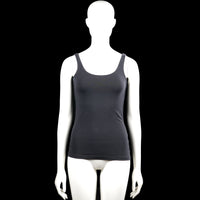 Distriktnorrebro - Tank top - Charcoal - Size S - Charcoal solid sleeveless tank top with a scoop neckline and wide shoulder straps. Straight hem with plain armhole and neckline edging.