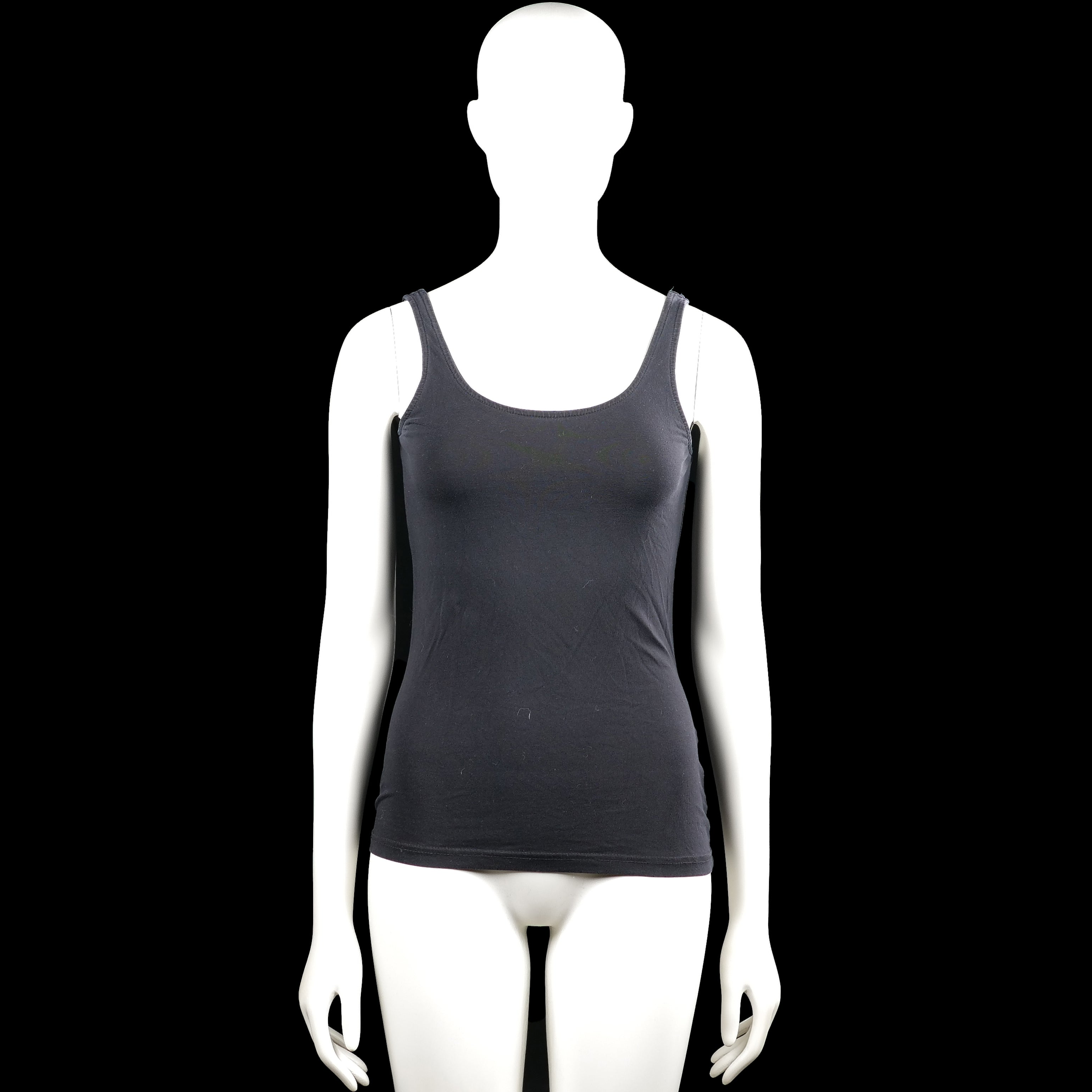 Distriktnorrebro - Tank top - Charcoal - Size S - Charcoal solid sleeveless tank top with a scoop neckline and wide shoulder straps. Straight hem with plain armhole and neckline edging.