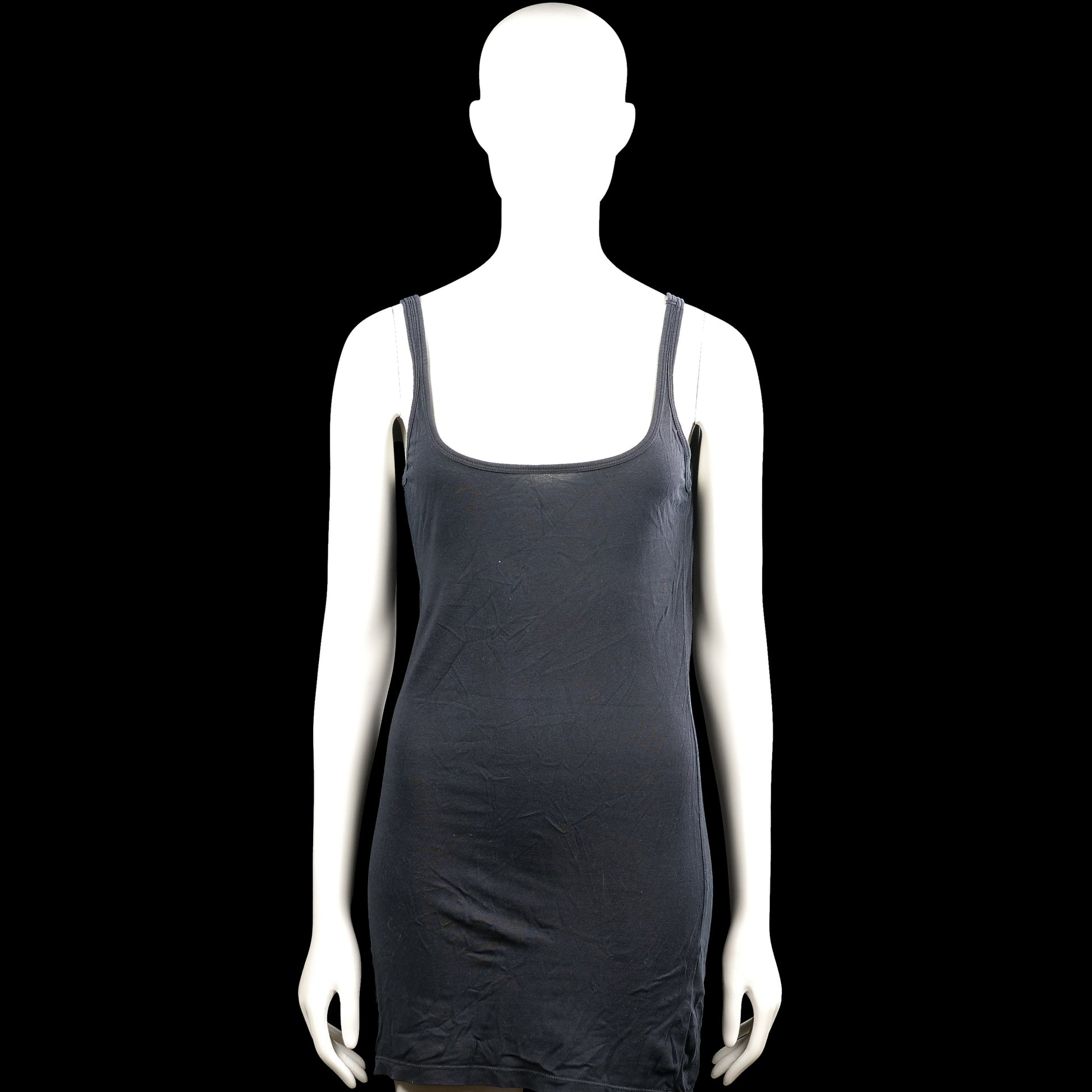 H&M - Tank top - Charcoal - Size S - Charcoal solid sleeveless top with shoulder straps and a scoop neckline. Straight hem with no visible closures or pockets.