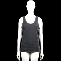 Tank top - Charcoal - Size XXL - Charcoal solid sleeveless top with a scoop neckline and wide shoulder straps. Features decorative trim along the neckline and armholes and a straight hem.