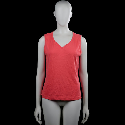 Setterlaine - Tank top - Red - Size L - Red solid sleeveless top with a V-neckline and plain armhole trim. Straight hem with no visible closures.