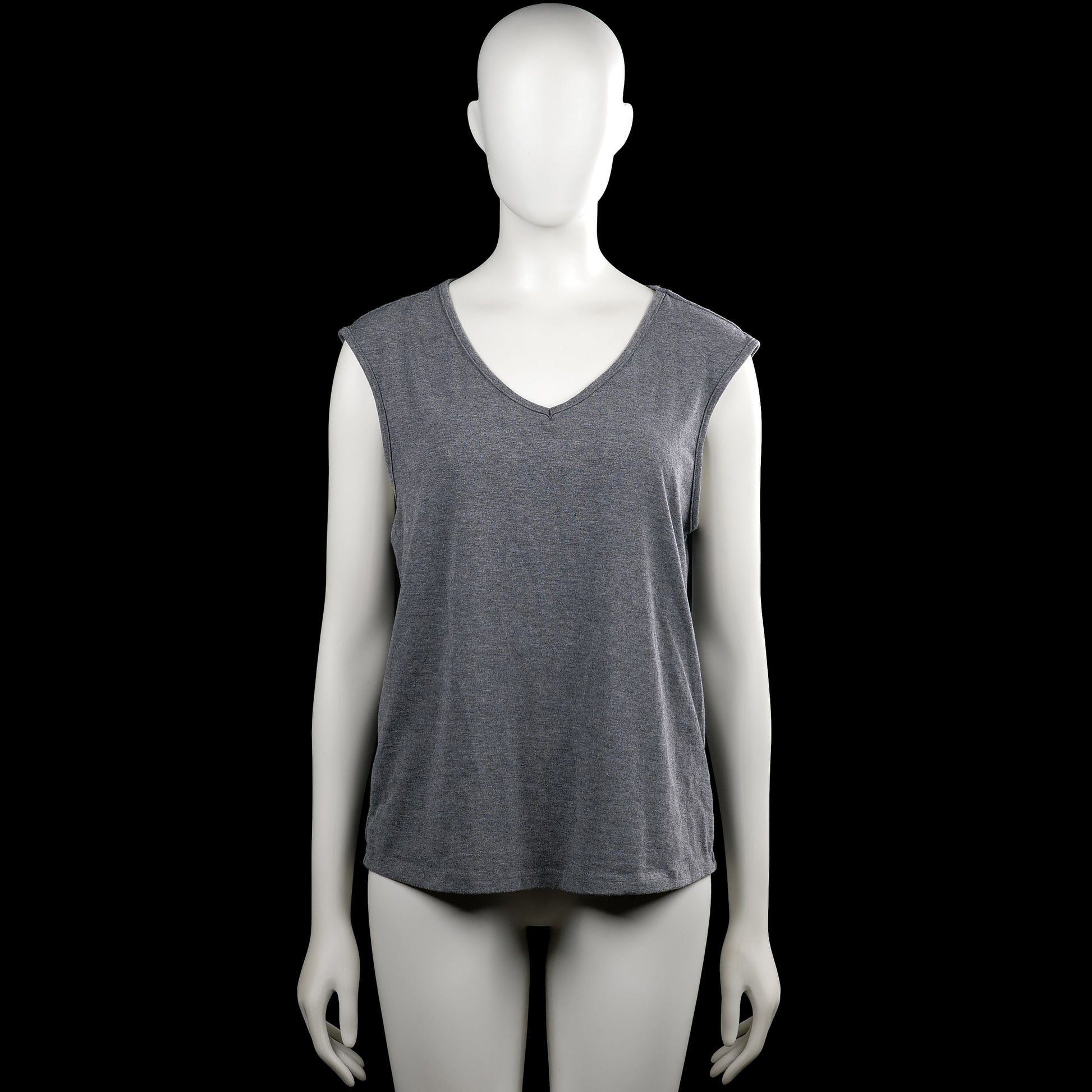 Shein - Tank top - Gray - Size M - Gray solid sleeveless top with a V-neckline and wide armholes. Straight hem with plain sleeve and neckline edges.