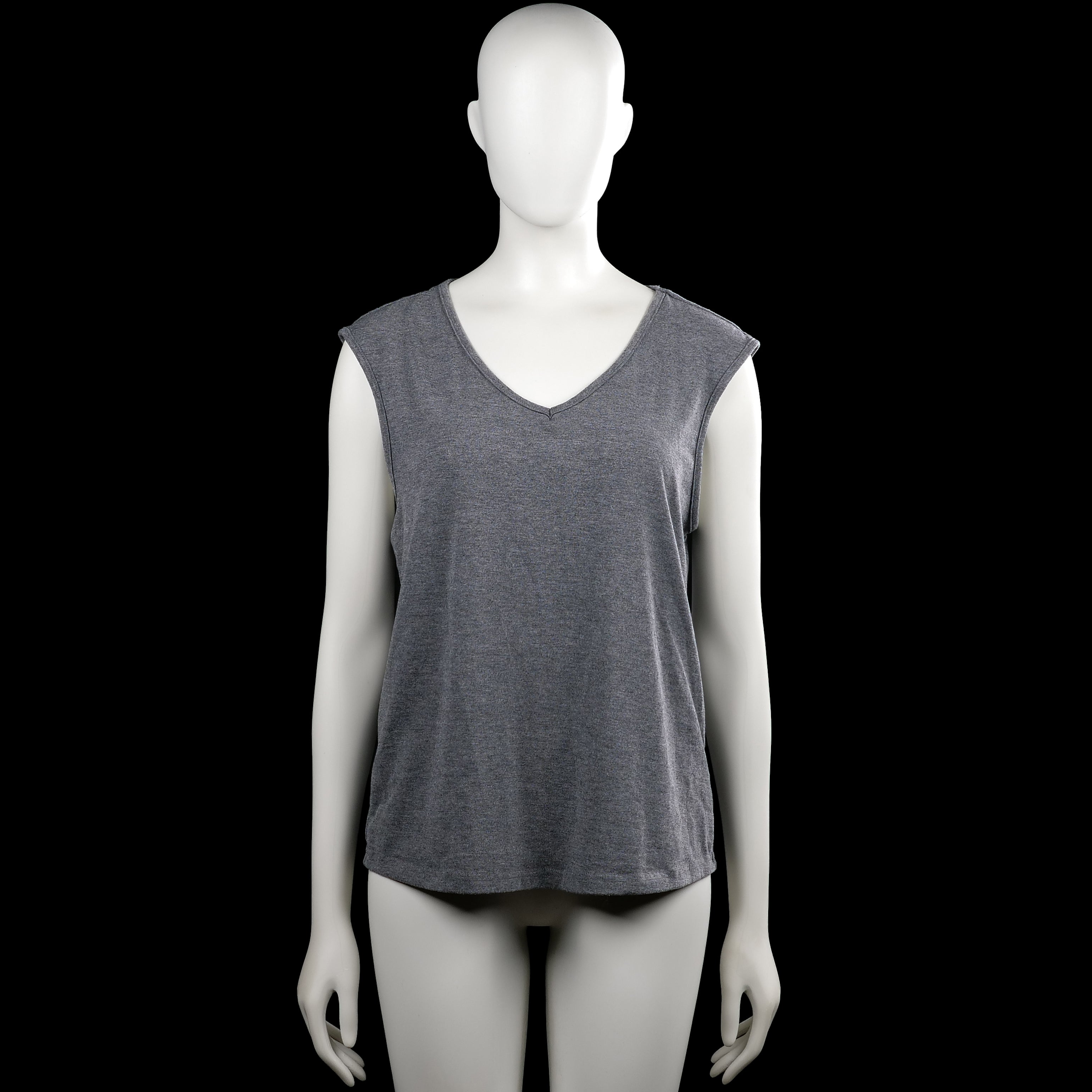 Shein - Tank top - Gray - Size M - Gray solid sleeveless top with a V-neckline and wide armholes. Straight hem with plain sleeve and neckline edges.