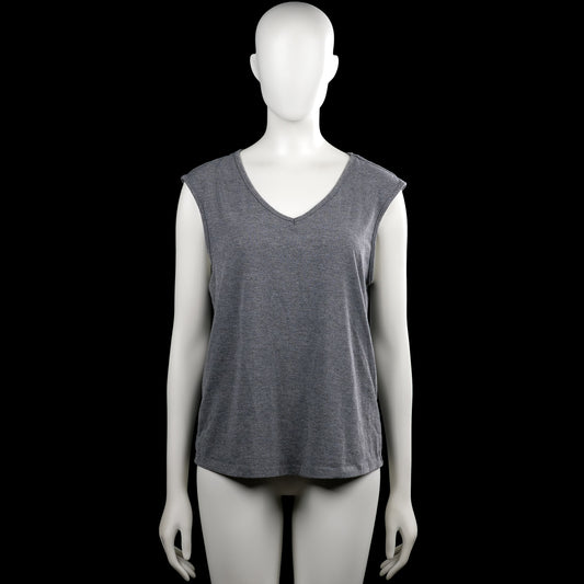 Shein - Tank top - Gray - Size M - Gray solid sleeveless top with a V-neckline and wide armholes. Straight hem with plain sleeve and neckline edges.