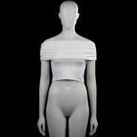 Only - Tank top - White - Size S - White solid off-shoulder top with a wide ruched band across the chest. Sleeveless design with a straight hem.