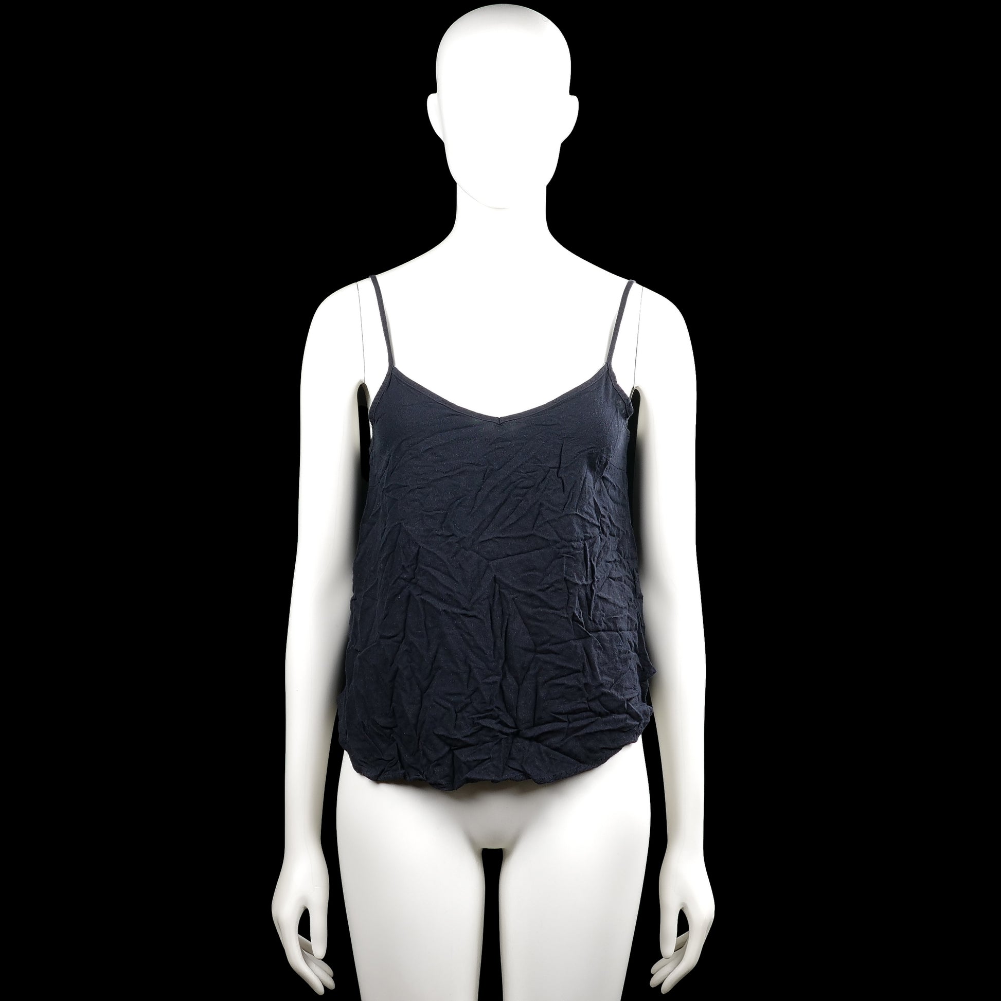 Tank top - Navy - Size S - Navy solid camisole top with thin spaghetti straps and a V-neckline. Straight hem with no visible closures.