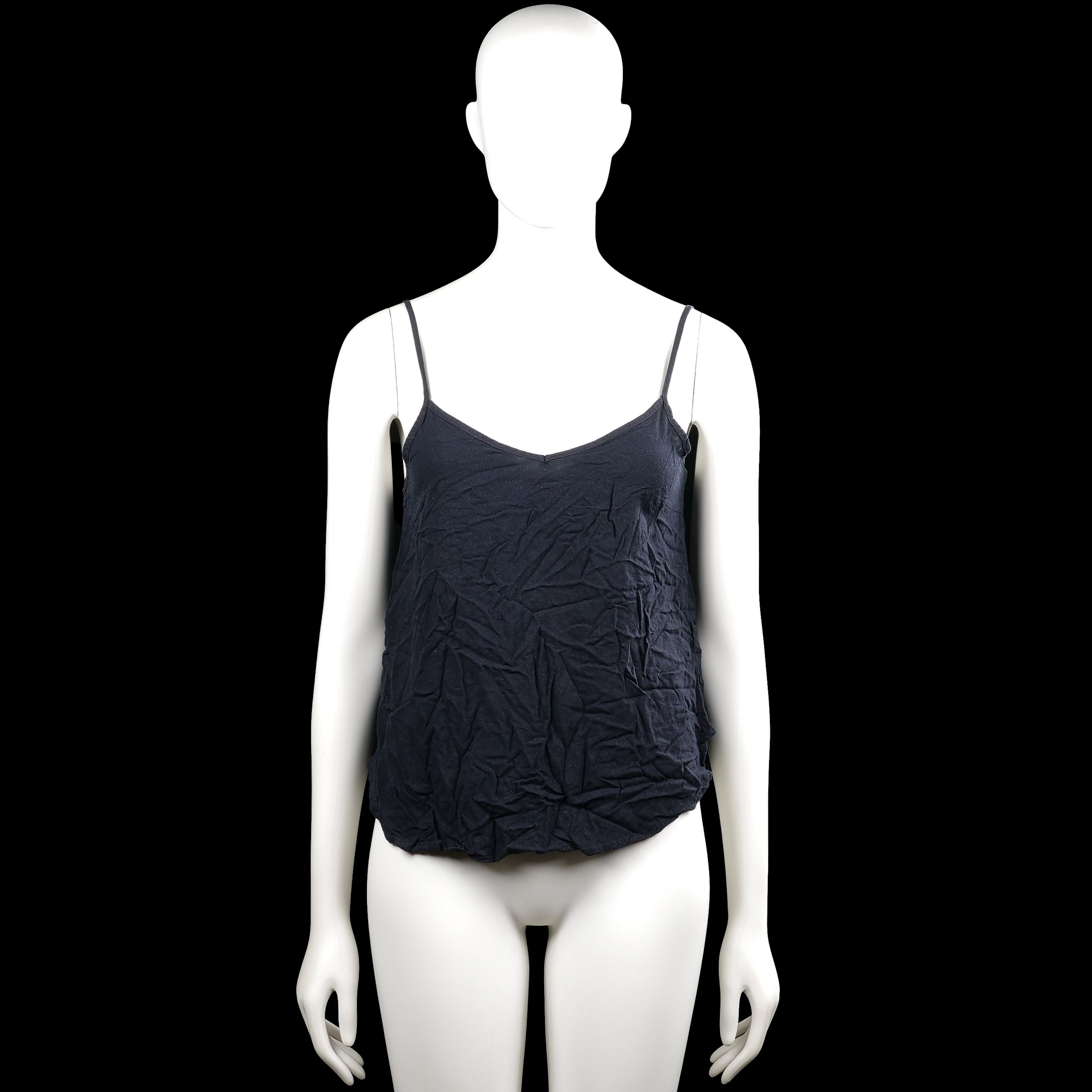 Tank top - Navy - Size S - Navy solid camisole top with thin spaghetti straps and a V-neckline. Straight hem with no visible closures.