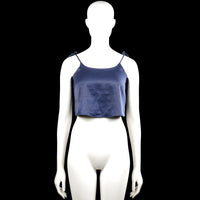 Bikbok Balance - Tank top - Navy - Size XS - Navy solid camisole top with thin shoulder straps tied into bows. Features a scoop neckline and a straight hem.