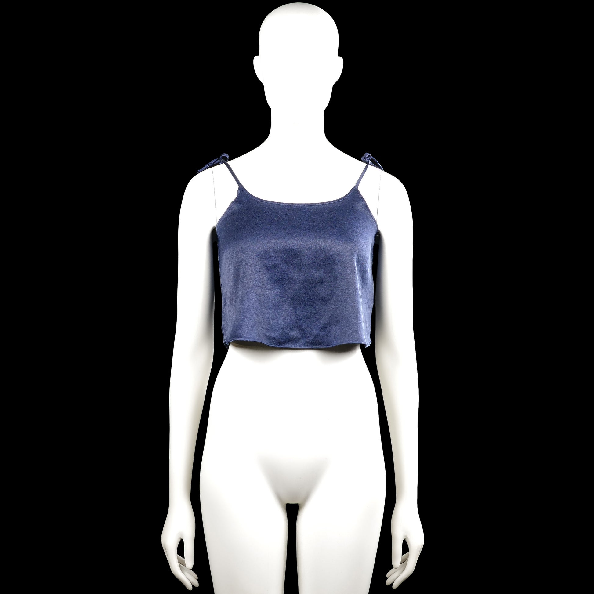 Bikbok Balance - Tank top - Navy - Size XS - Navy solid camisole top with thin shoulder straps tied into bows. Features a scoop neckline and a straight hem.