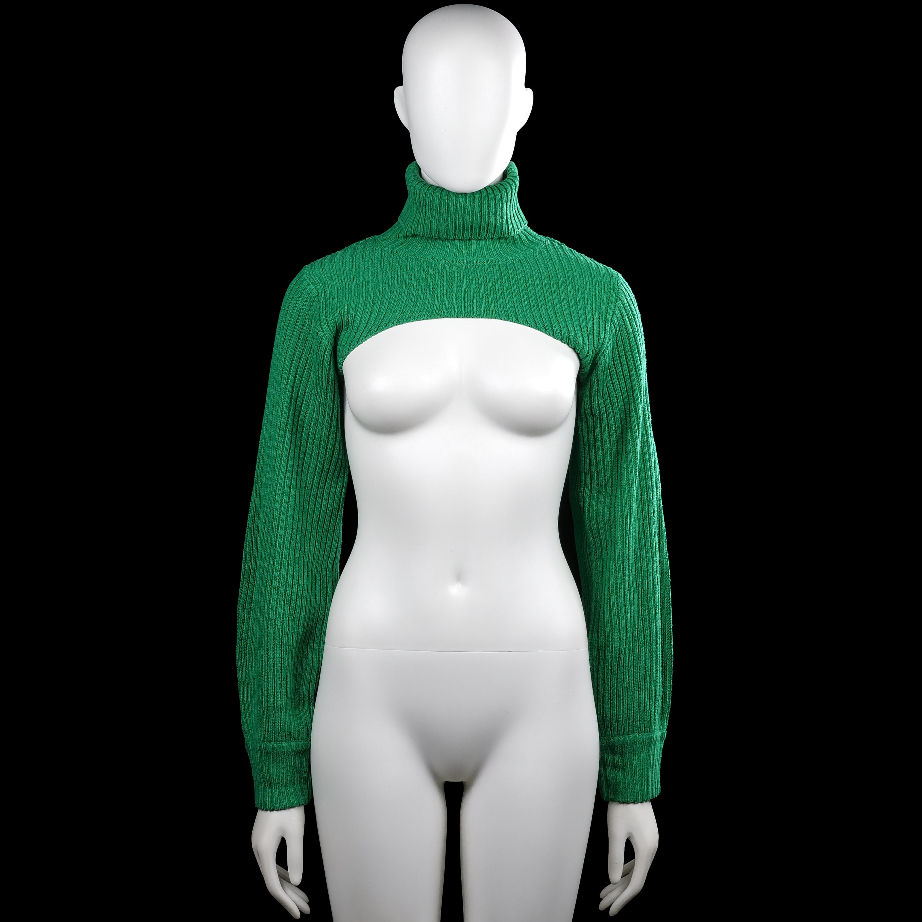 H&M Divided - Turtleneck - Forest Green - Size XS - Forest green ribbed cropped top with a turtleneck and long sleeves. Ribbed cuffs and a straight hem.