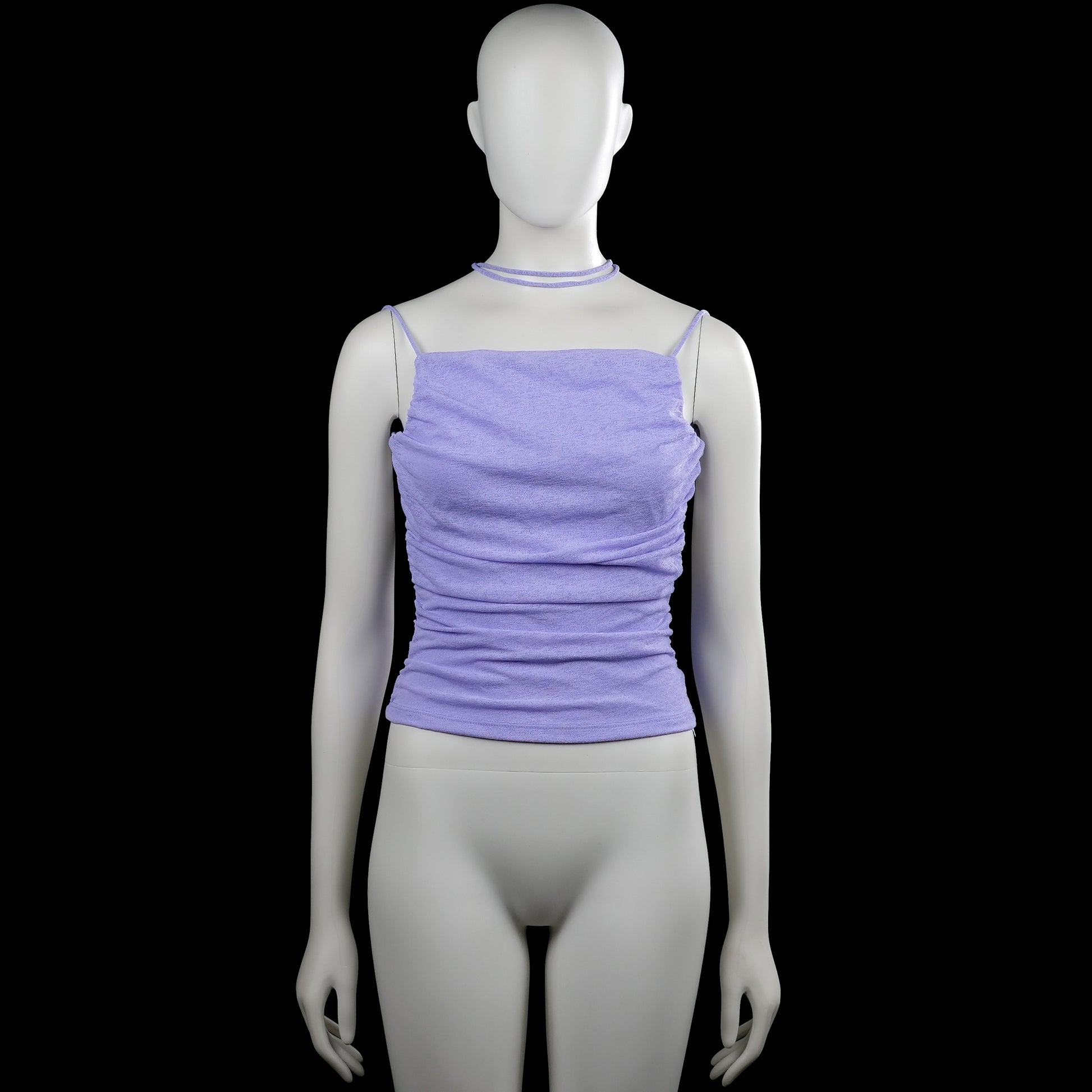 Noisy May - Tank top - Lavender - Size XS - Lavender solid strapless top with thin shoulder straps and an additional tie strap around the neck. Ruched sides with a straight hem.