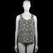 Atmosphere - Tank top - Navy & Yellow - Size 40 - Sleeveless navy top with a yellow and light blue floral pattern and a scoop neckline. Straight hem with no visible closures.