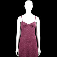 Lindex - Tank top - Purple & Pink - Size 34 - Purple spaghetti-strap dress with an all-over pink dotted pattern and a V-neckline. Features a straight hem and plain strap edges with adjustable sliders.