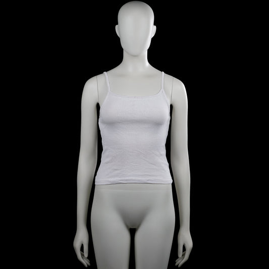 H&M - Tank top - White - Size 146, 152 - White solid ribbed camisole with thin shoulder straps and a squared neckline. Straight hem with plain armholes and neckline trim.