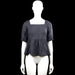 Aware - Blouse - Charcoal - Size XS - Charcoal solid top with a squared neckline and short puff sleeves with elastic cuffs. Open back with tie closures and a ruffled hem.