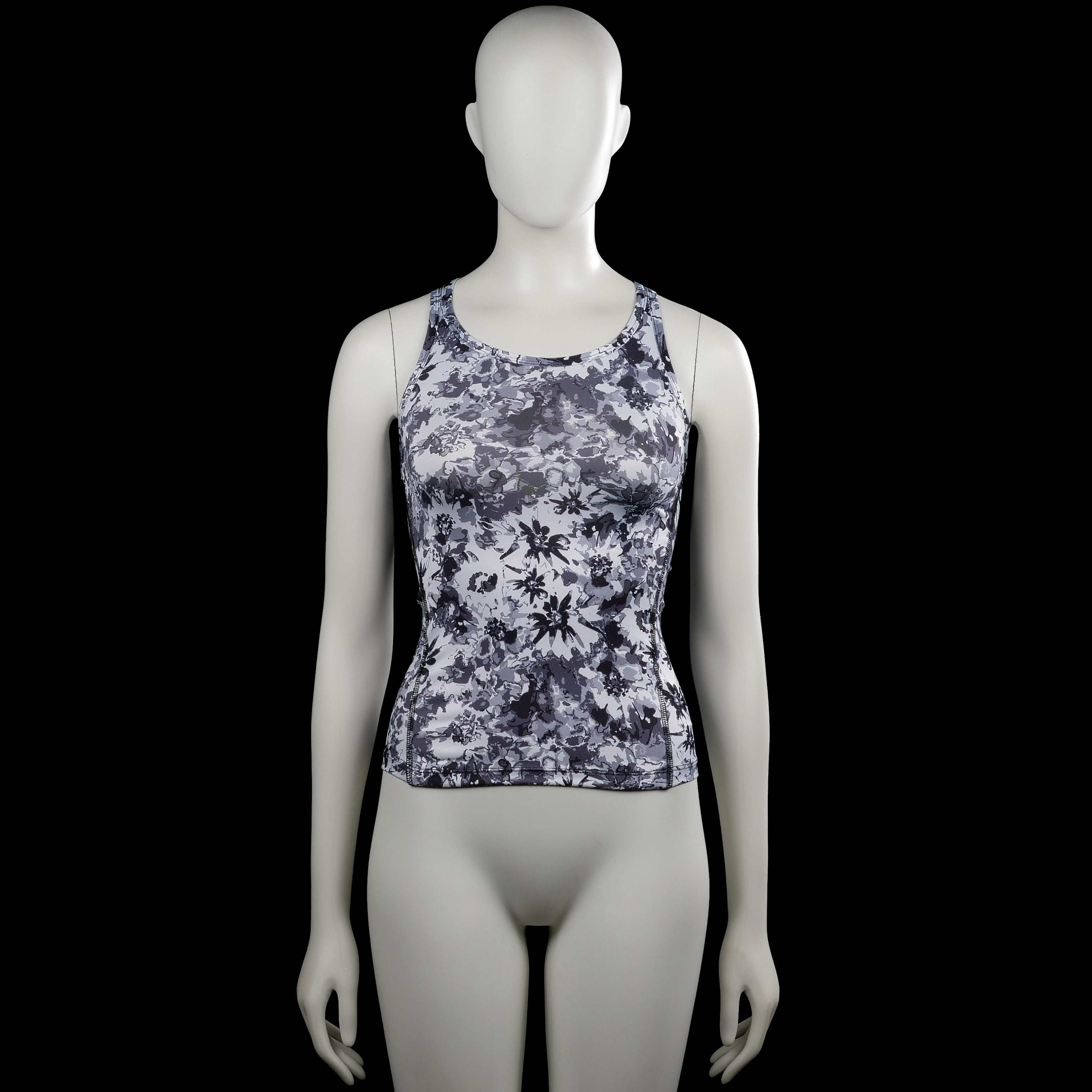 Pxs - Sports top - Gray & Black - Size 134, 140 - Gray and black printed sleeveless top with a round neckline and straight hem. Features thin shoulder straps with crisscross straps at the back.