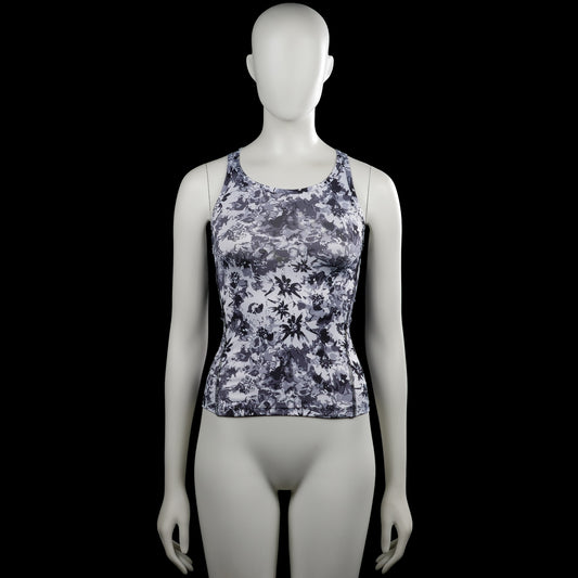 Pxs - Sports top - Gray & Black - Size 134, 140 - Gray and black printed sleeveless top with a round neckline and straight hem. Features thin shoulder straps with crisscross straps at the back.