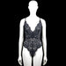 Hunkemöller - Bodysuit - Navy & Black - Size M - Navy and black floral lace bodysuit with spaghetti straps and a V-neckline. Features a lace-up open back and a straight hem.