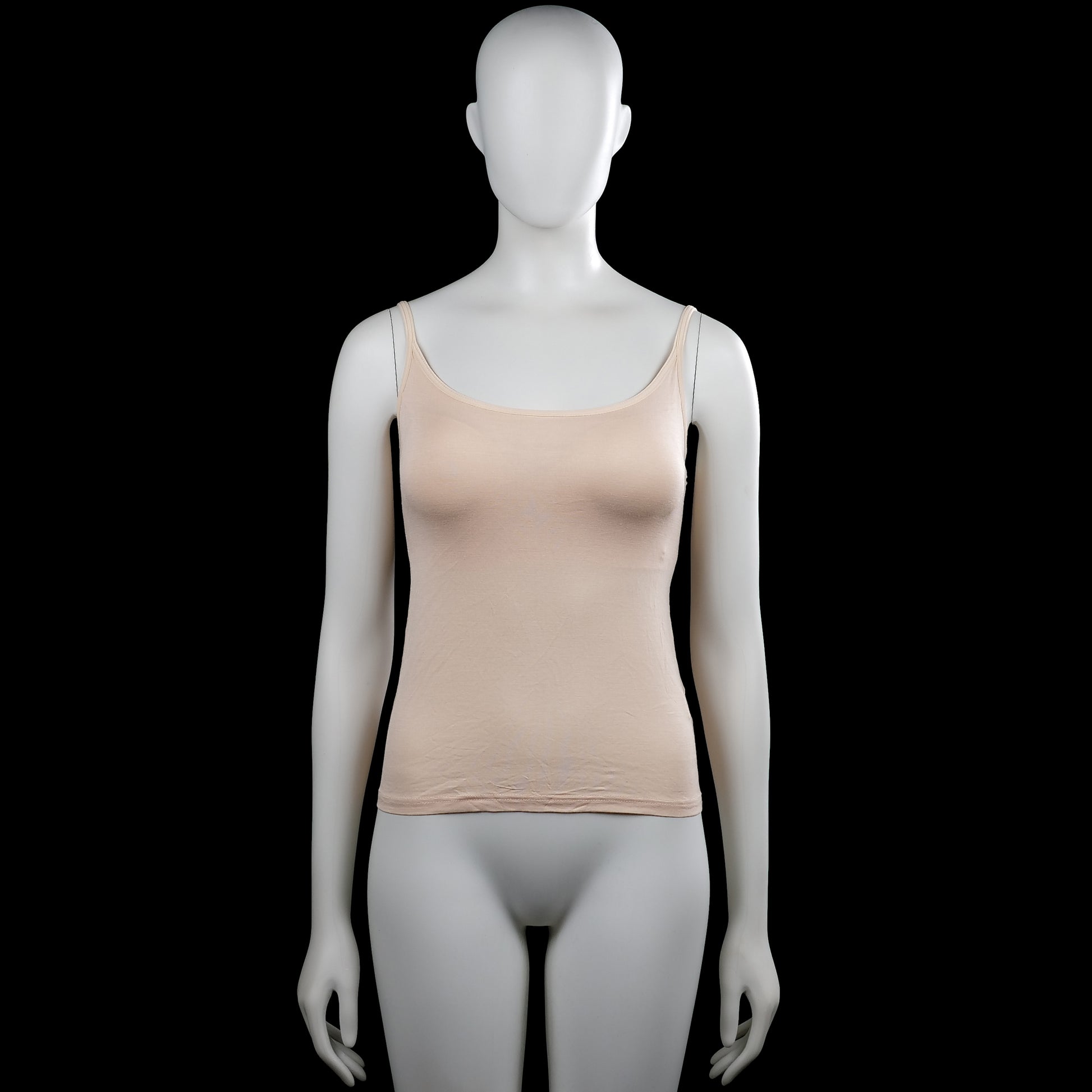 Tank top - Beige - Size S - Beige solid camisole with thin shoulder straps and a scoop neckline. Features a straight hem and no visible closures.