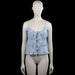 American Eagle - Tank top - Light Blue - Size S - Light blue solid sleeveless top with thin shoulder straps and a scooped neckline. Features ruffle trim at the neckline and hem and lace-up ties down the front.