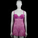 Tank top - Purple - Size S - Purple sleeveless slip dress with spaghetti straps and a scoop neckline. Features floral lace detailing and a straight hem.