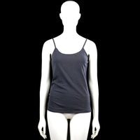 Tank top - Navy - Size L - Navy solid camisole with thin shoulder straps and a scoop neckline. Features a straight hem with no visible closures.