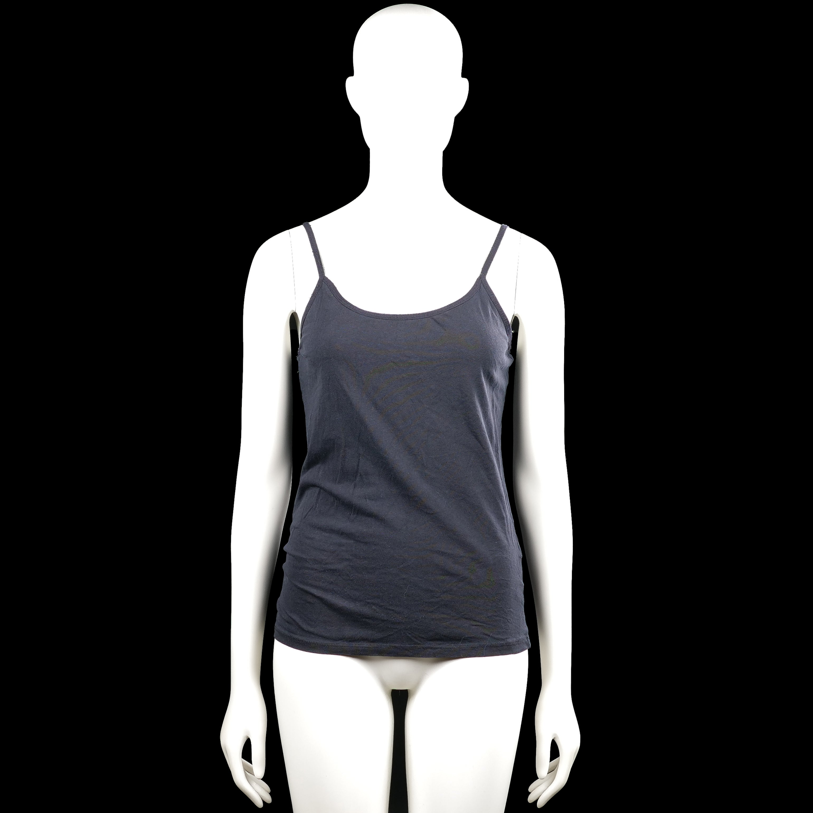 Tank top - Navy - Size L - Navy solid camisole with thin shoulder straps and a scoop neckline. Features a straight hem with no visible closures.