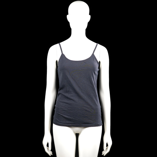 Tank top - Navy - Size L - Navy solid camisole with thin shoulder straps and a scoop neckline. Features a straight hem with no visible closures.